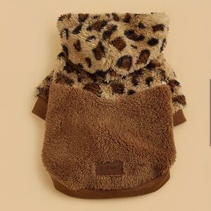 Leopard Print Faux Fur Soft Pet Dog or Cat Jacket Coat Pullover
